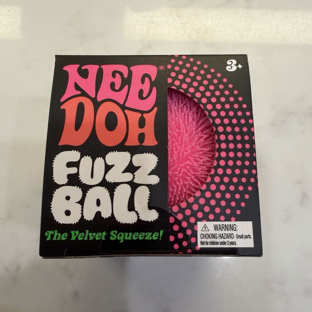 Nee Doh Fuzz Ball The Velvet Squeeze Pink Silicone Squeeze Stress Ball 3 in